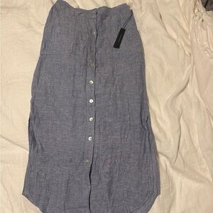 Women's Linen Blue Button-Down Skirt